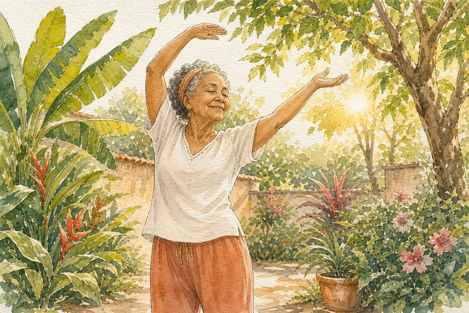 Exercícios no jardim